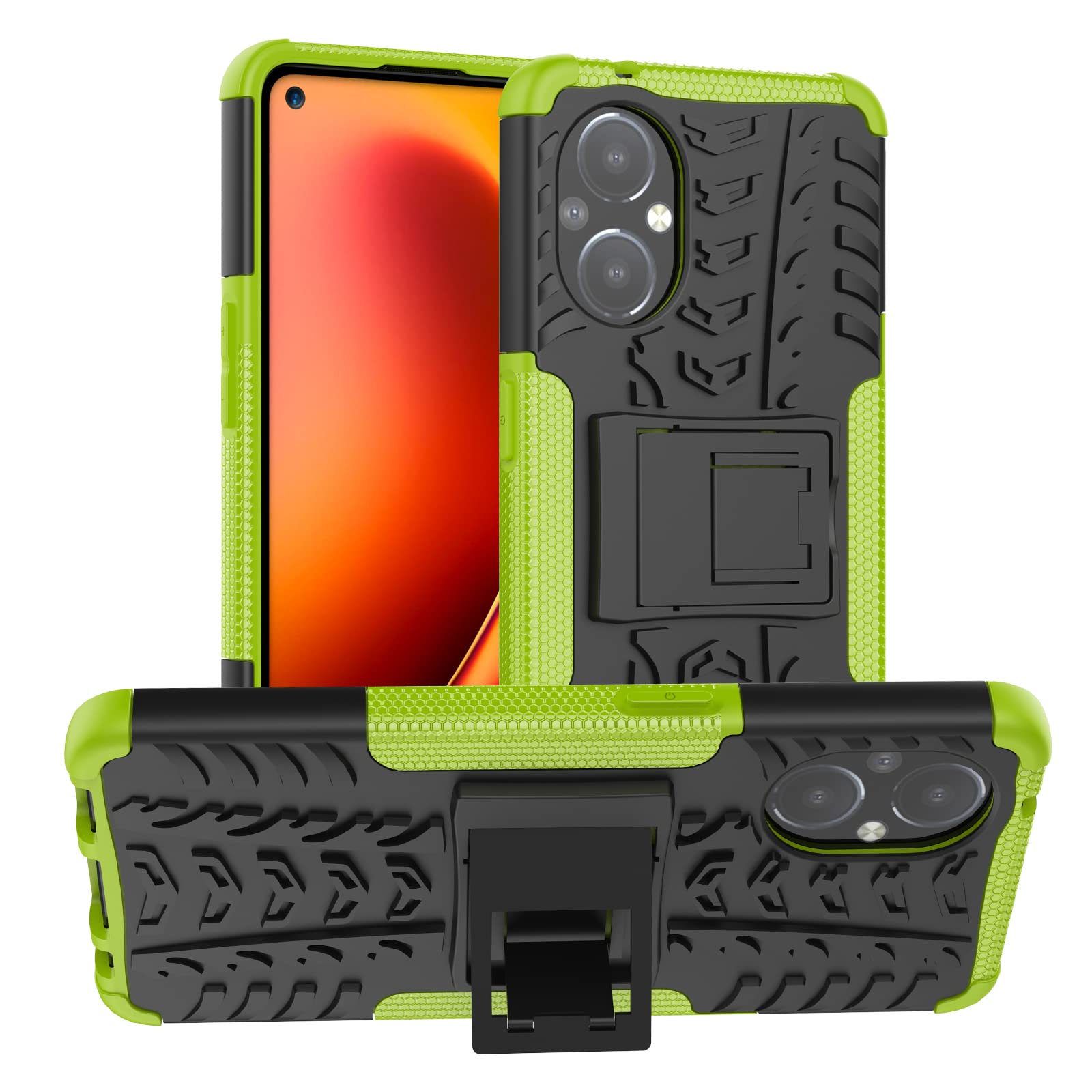 DAMONDY Case for OnePlus Nord N20 5G,Shock Tough Heavy Duty Cover Full Body Military Grade Protection Built in Kickstand Phone Case for OnePlus Nord N20 5G -Green