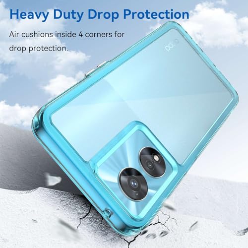 Case for Oneplus Nord N20 SE,Flexible Press Button,Transparent case,Anti-Fingerprint.360°Full Protection-Blue(Transparent)