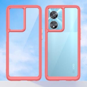 Case for Oneplus Nord N20 SE,Flexible Press Button,Transparent case,Anti-Fingerprint.360°Full Protection-Red