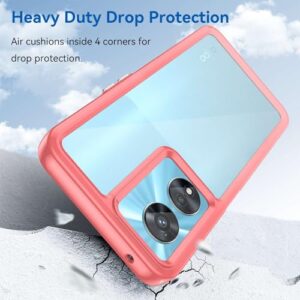 Case for Oneplus Nord N20 SE,Flexible Press Button,Transparent case,Anti-Fingerprint.360°Full Protection-Red