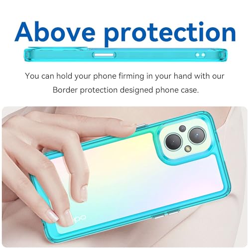 Case for Oneplus Nord N20 5G,Flexible Press Button,Transparent case,Anti-Fingerprint.360°Full Protection-Blue(Transparent)