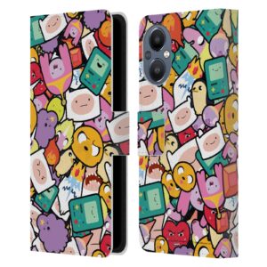 Head Case Designs Officially Licensed Adventure Time Pattern Graphics Leather Book Wallet Case Cover Compatible with OnePlus Nord N20 5G