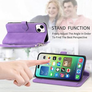 ONV Wallet Case for OnePlus N20 SE -1.5M Adjustable Strap Emboss Flower Flip Phone Case Card Slot Magnet Leather Shell Flip+Zipper Cover for OnePlus N20 SE [SZY] -Purple