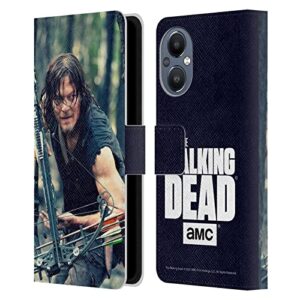 head case designs officially licensed amc the walking dead lurk daryl dixon leather book wallet case cover compatible with oneplus nord n20 5g