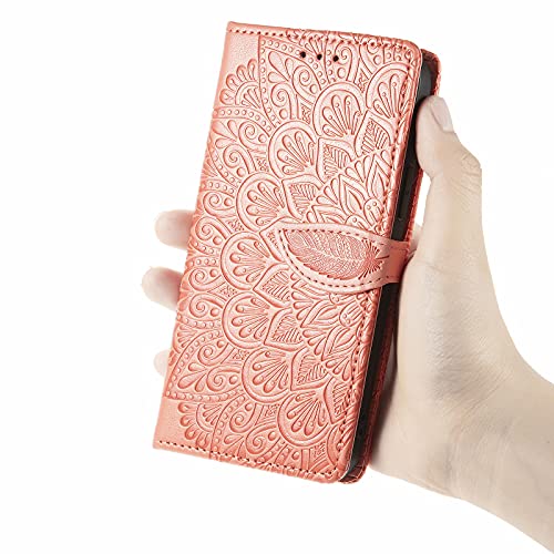 ONV Wallet Case for OnePlus N20 -Solid Color Emboss Feather Flip Phone Case with Strap Card Slot Magnet Leather Shell Flip Stand Cover for OnePlus N20 [MZY] -Orange