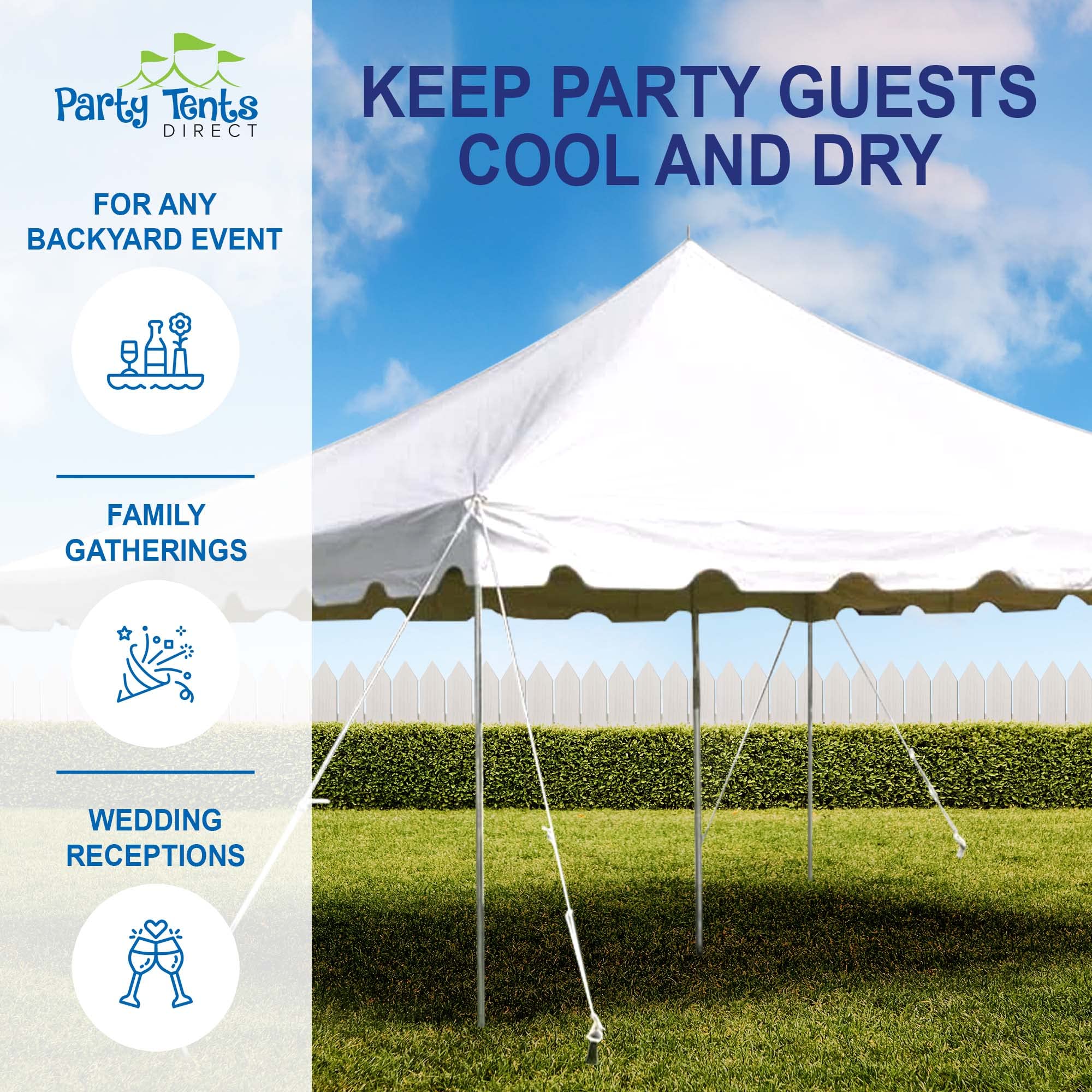 Party Tents Direct 20' x 40' Weekender Canopy Tent with Sidewalls, Easy Up Party Tent for Backyard, Outdoor Tents for Parties, Weddings, Graduations, Banquets, Events, Heavy Duty, PVC White Top