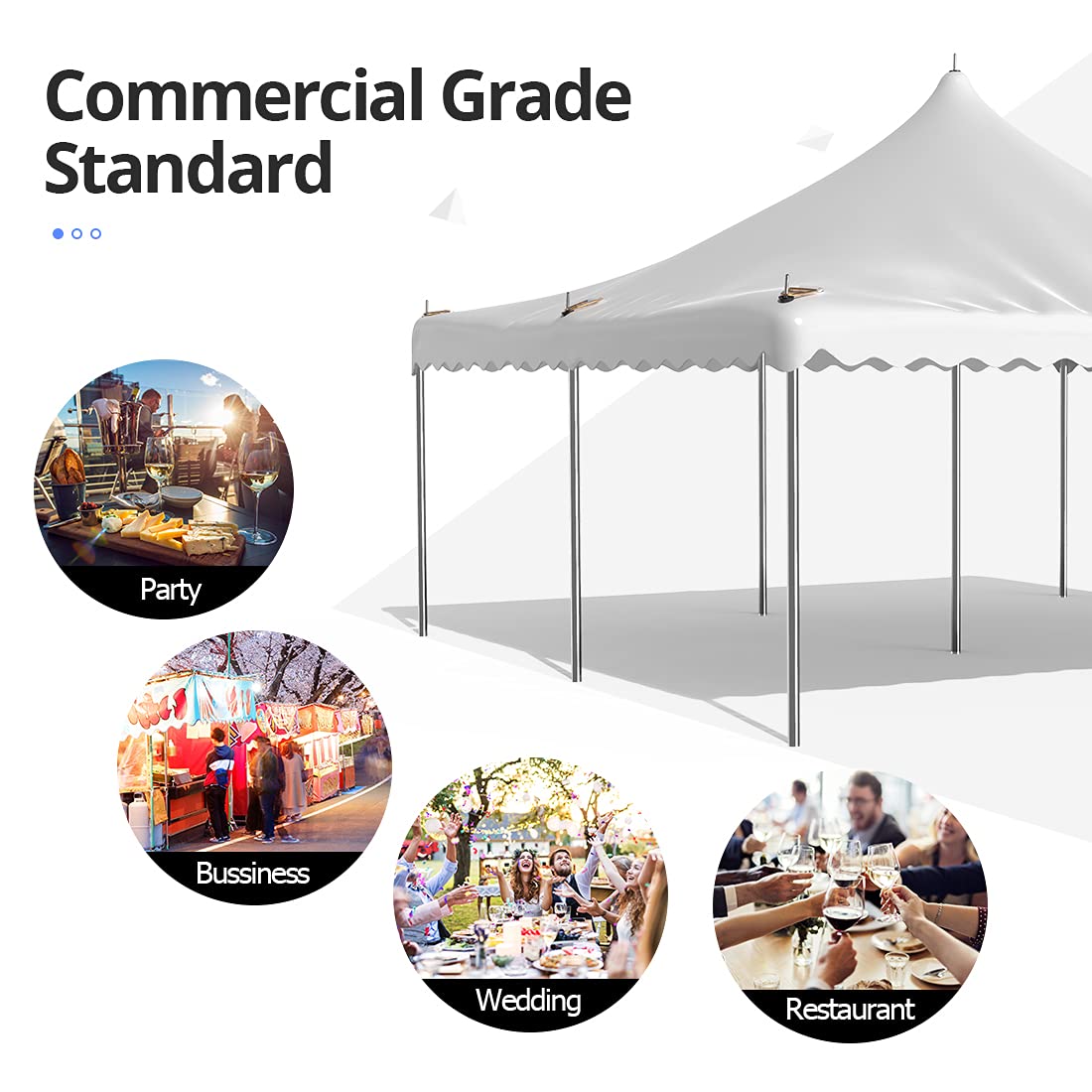 Quictent 20'X20' PVC Fire Retardant Pole Tent, Heavy Duty Party Tent Canopy Shelter, 33-80 Person Capacity, for Parties, Weddings, and Events, Commercial and Residential Use