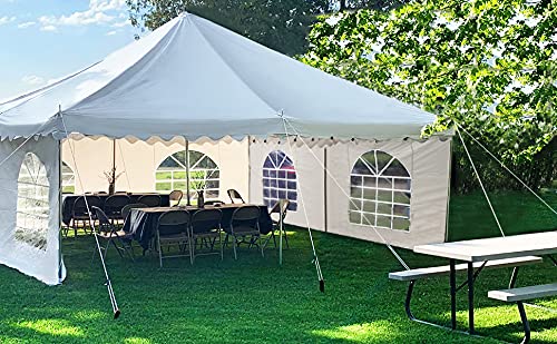 Quictent 20'X20' PVC Fire Retardant Pole Tent, Heavy Duty Party Tent Canopy Shelter, 33-80 Person Capacity, for Parties, Weddings, and Events, Commercial and Residential Use