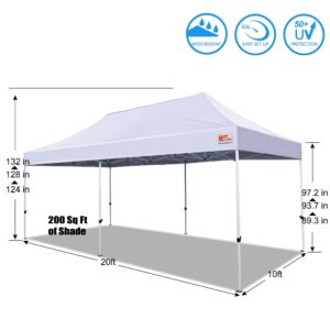 MASTERCANOPY Pop Up Canopy Tent Commercial Grade 10x20 Instant Shelter (White)