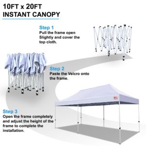 MASTERCANOPY Pop Up Canopy Tent Commercial Grade 10x20 Instant Shelter (White)