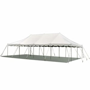 party tents direct 20'x40' canopy tent, weekender canopy pole tent, easy up with heavy duty pvc white top, 160 person capacity, outdoor canopies, tents for parties, weddings & events