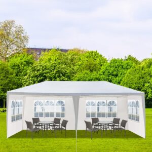 sealamb 10x20 ft heavy duty gazebo canopy party tent, durable waterproof pe cloth, outdoor patio party tent wedding tents with 4 removable sidewalls for backyard and garden