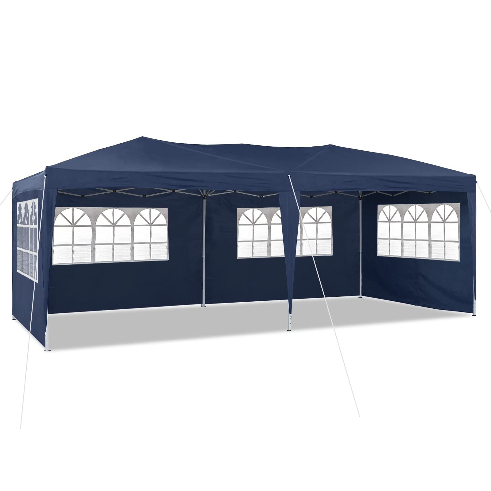 TUKAILAI 10' x 20' Pop Up Gazebo Marquee, Anti-UV Party Wedding Tent Event Shelters with 6 Removable Sidewalls & Carry Bag, Heavy Duty Instant Canopy for Outdoor Camping Garden Patio (Blue)