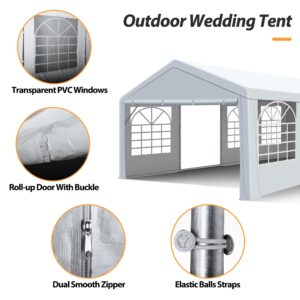 Raysfung 20' x 40' Heavy Duty Party Tent, Outdoor Large Wedding Tent with Removable Sidewalls Event Canopy Shelter for Birthday Party, Outdoor Event