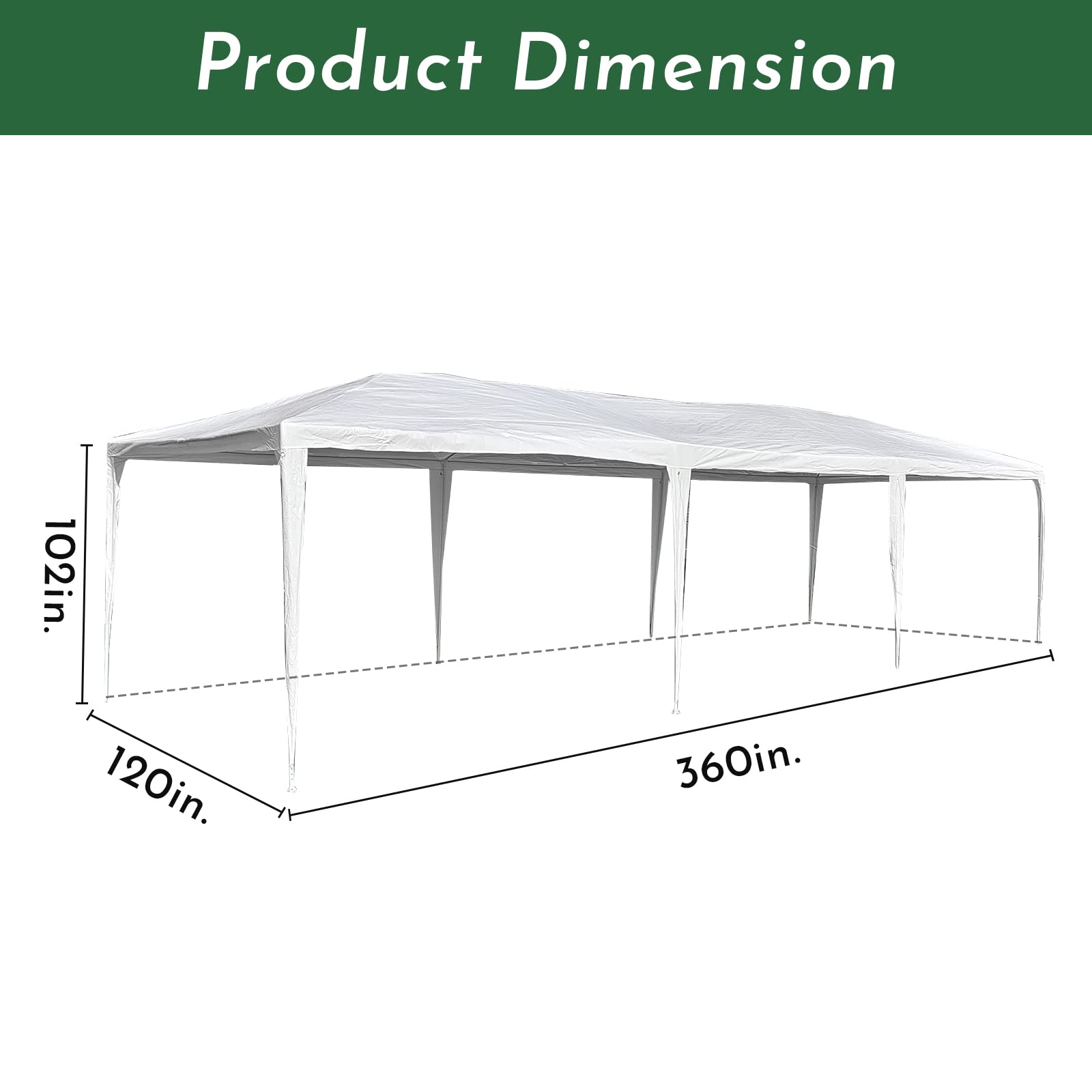 Doppy Outdoor Gazebo White Canopy, 10'x30' Outdoor Canopy Tent Heavy Duty Canopy Event Tent with Sidewalls Waterproof Sun Snow Rain Shelter Tent for Party Wedding Meeting, Camping