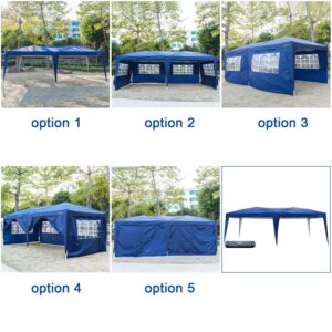 VINGLI 10x20 ft Pop Up Canopy Tent with 6 Sidewalls, Canopy 10x20 with Carry Bag, Outdoor Gazebo Canopy Tent Camping Tent, Patio Event Tent Outdoor Canopy Commercial Canopy (Blue)