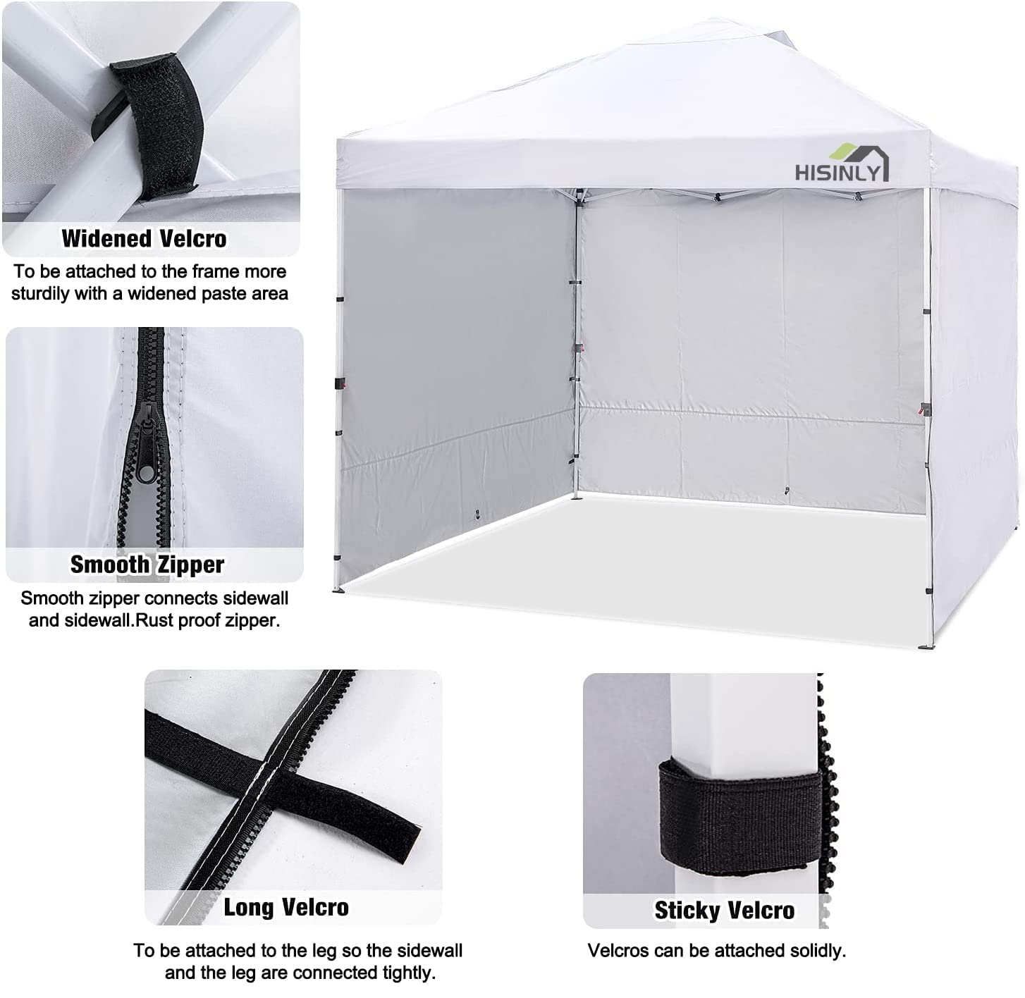 Hisinly Canopy Sidewalls 10 * 10 ft, 3PCS Sunwalls with 210D Oxford Cloth, UV Protection and Waterproof, Suits Pop-up Tent/Instant Canopy/Commercial Canopy, Kahki (Sidewall Only)