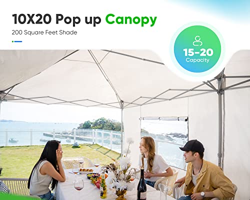 Quictent Privacy 10x20 Pop up Canopy with Sidewalls, Enclosed Ez Party Tent Instant Shelter with Mesh Window for Outdoor Event-(White)