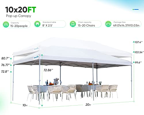 Quictent Privacy 10x20 Pop up Canopy with Sidewalls, Enclosed Ez Party Tent Instant Shelter with Mesh Window for Outdoor Event-(White)