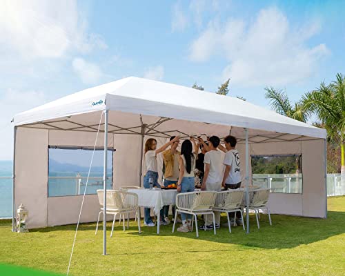 Quictent Privacy 10x20 Pop up Canopy with Sidewalls, Enclosed Ez Party Tent Instant Shelter with Mesh Window for Outdoor Event-(White)