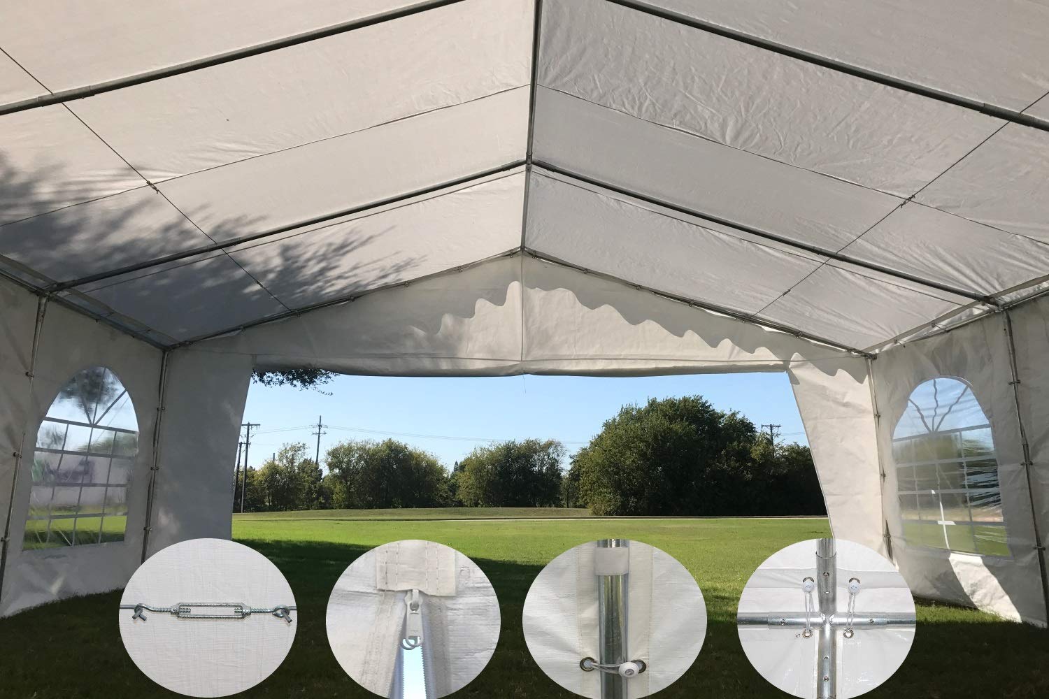 DELTA 20'x20' Budget PE Party Tent Heavy Duty Upgraded Galvanized Wedding Tent Canopy Big Tents Carport Outdoor Event