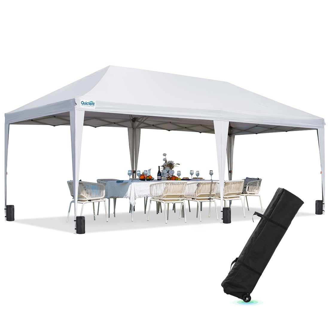 Quictent 10x20ft Easy Pop up Canopy Tent Instant Canopy Shelter Waterproof with Roller Bag (White)