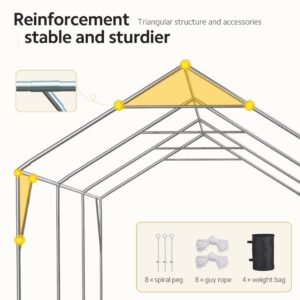 ADVANCE OUTDOOR 12x20 ft Heavy Duty Carport Car Canopy Garage Boat Shelter Party Tent, Adjustable Height from 9.5ft to 11ft, Beige