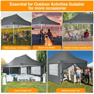 COBIZI 10x20 Pop up Canopy with 6 Removable Sidewalls, Outdoor Canopy Tents for Partie Wedding, Instant Sun Protection Shelter with Upgrade Raised Roof and Carry Bag, with Extra 4 Sandbags