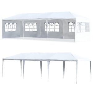 Canopy 10'x30' Party Tent Heavy Duty Outdoor Gazebo Wedding Party Tent with 5 Removable Sidewalls Waterproof UV Resistant for Wedding Camping Shelter BBQ,White