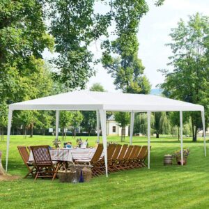 Tangkula 10 x 30 Feet Outdoor Canopy Tent, Wedding Party Tent with 16 Stakes & 8 Wind Ropes, Yard Enclosed White Tent for Events, Parties, Backyard