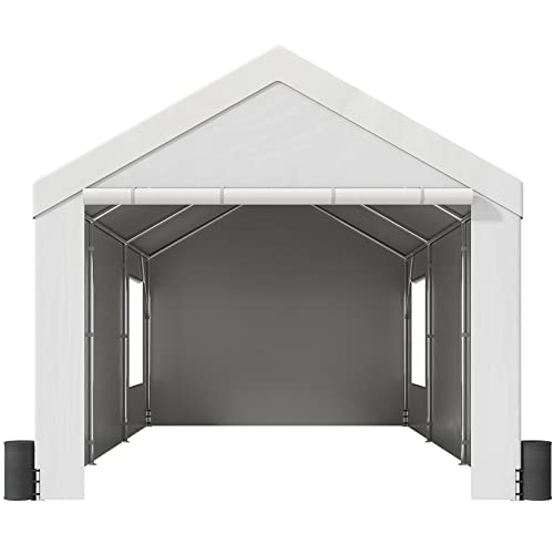 VEVOR Carport, Extra Large 12 x 20 ft Heavy Duty Car Canopy with Roll-up Ventilated Windows, Portable Garage with Removable Sidewalls, Waterproof UV Resistant All-Season Tarp for SUV, Truck, Boat