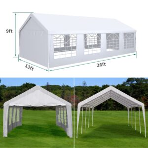 YITAHOME 13' x 26' Heavy Duty Gazebo Outdoor Party Wedding Tent Carport Shelter (13 x 26 ft)