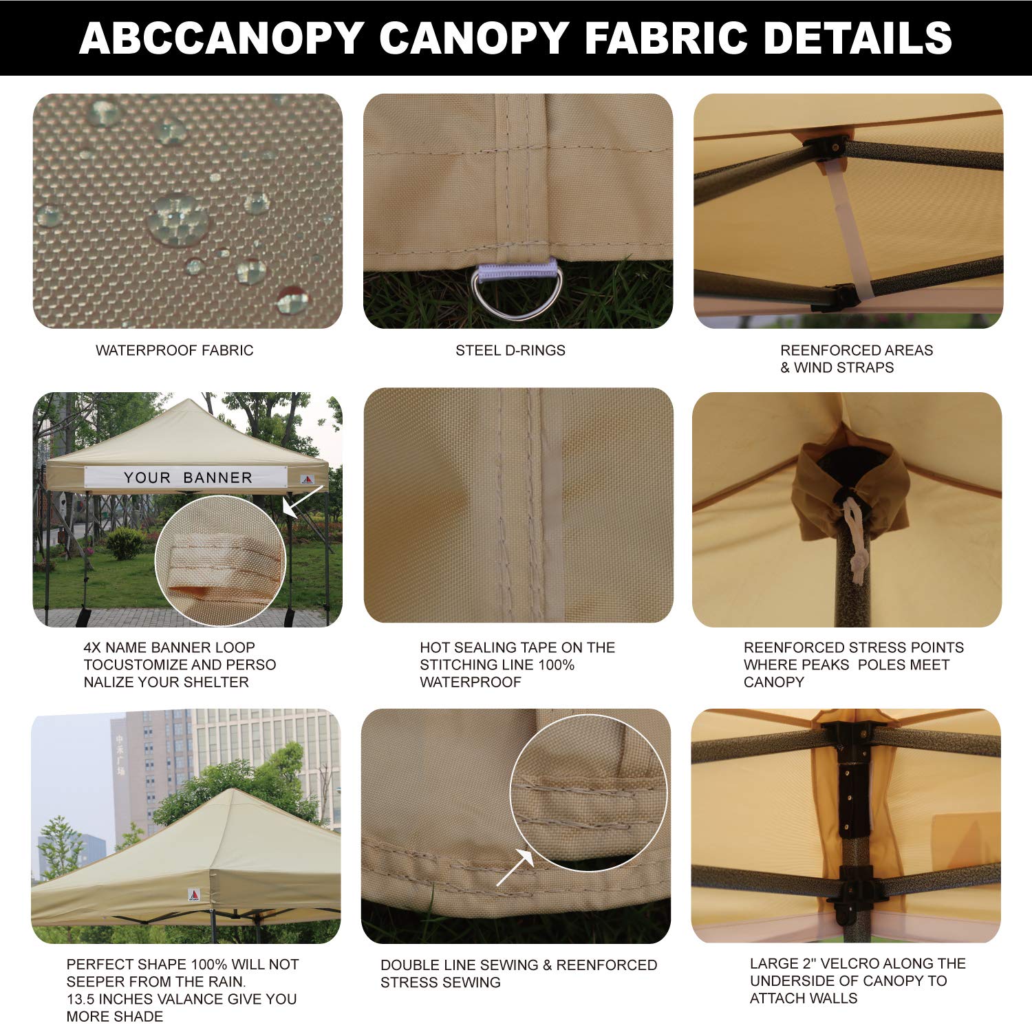 ABCCANOPY Outdoor Winter Gazebo 10x20, Premium Instant Pop Up Canopy Tent with Elegant Church Window,Snow and Rain Protection, Bonus Wheeled Bag,Beige