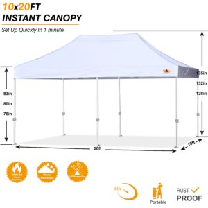 ABCCANOPY Commercial Pop Up Canopy Tent 10x20 Premium-Series, White