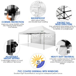 COBIZI 10x20 Canopy with Sidewalls, Heavy duty Party Tent Pop up carpas para fiestas, Tents for Parties, wedding, Outdoor Ez up Foldable Portable Canopy Tent with Wheeled Bag, White(Windproof Upgrade)