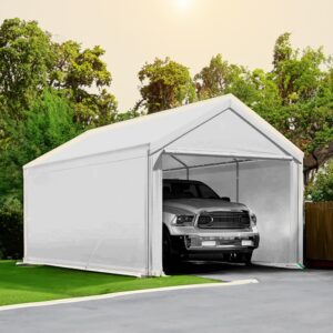 Caravan Canopy Domain 10 x 20 Foot Durable Portable Garage Carport Canopy Car Tent Sidewalls with Dual Zippers & Roll Up Door, Black (Sidewalls Only)