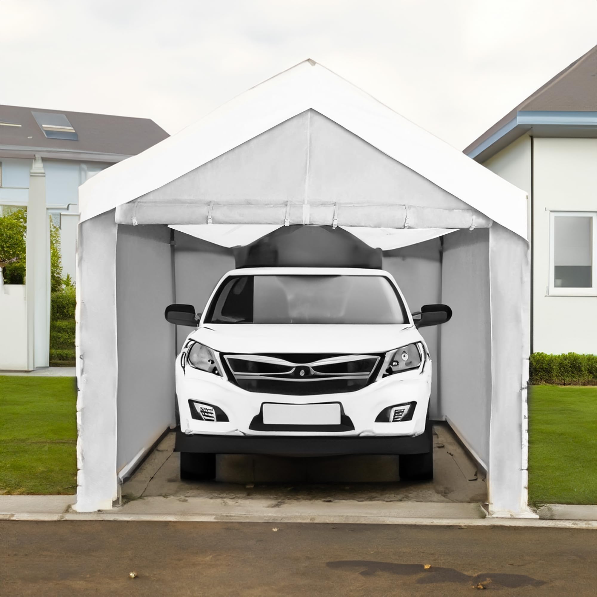 Caravan Canopy Domain 10 x 20 Foot Durable Portable Garage Carport Canopy Car Tent Sidewalls with Dual Zippers & Roll Up Door, Black (Sidewalls Only)