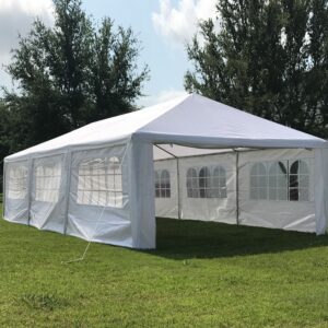 DELTA 15'x30' WDMT PE Party Tent, Wedding Tent, Outdoor Event Canopy,Backyard Garden Shelter Gazebo,Galvanized Steel Frame,Metal Connectors,Carry Bags