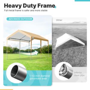 ADVANCE OUTDOOR Adjustable 10x20 ft Heavy Duty Carport Car Canopy Garage Boat Shelter Party Tent, Adjustable Height from 9.5 ft to 11 ft, Beige