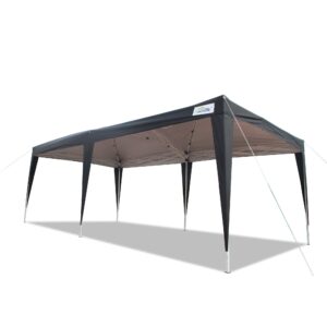 Goutime Black Canopy, Party Tent 10x20, Ez Pop up Canopy with Removable Sidewalls and Wheeled Bag,Tents for Outdoor Parties