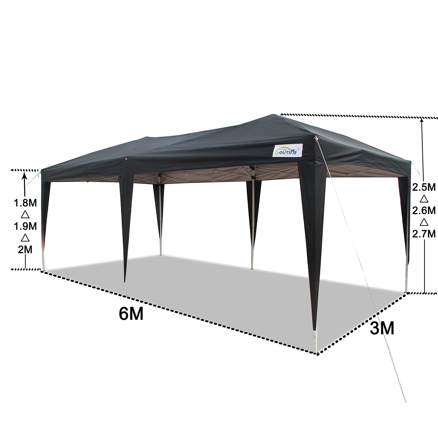 Goutime Black Canopy, Party Tent 10x20, Ez Pop up Canopy with Removable Sidewalls and Wheeled Bag,Tents for Outdoor Parties