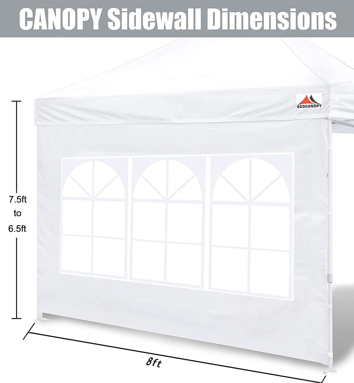 SCOCANOPY 2PCS SideWall with Window for 8x8 Canopy Frame (White)