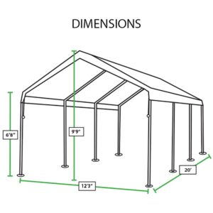 King Canopy Universal Canopy 12-Feet by 20-Feet, 1 3/8-Inch Steel Frame, 8 Leg, White