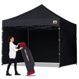 abccanopy heavy duty easy pop up canopy tent with sidewalls 10x10, dull black