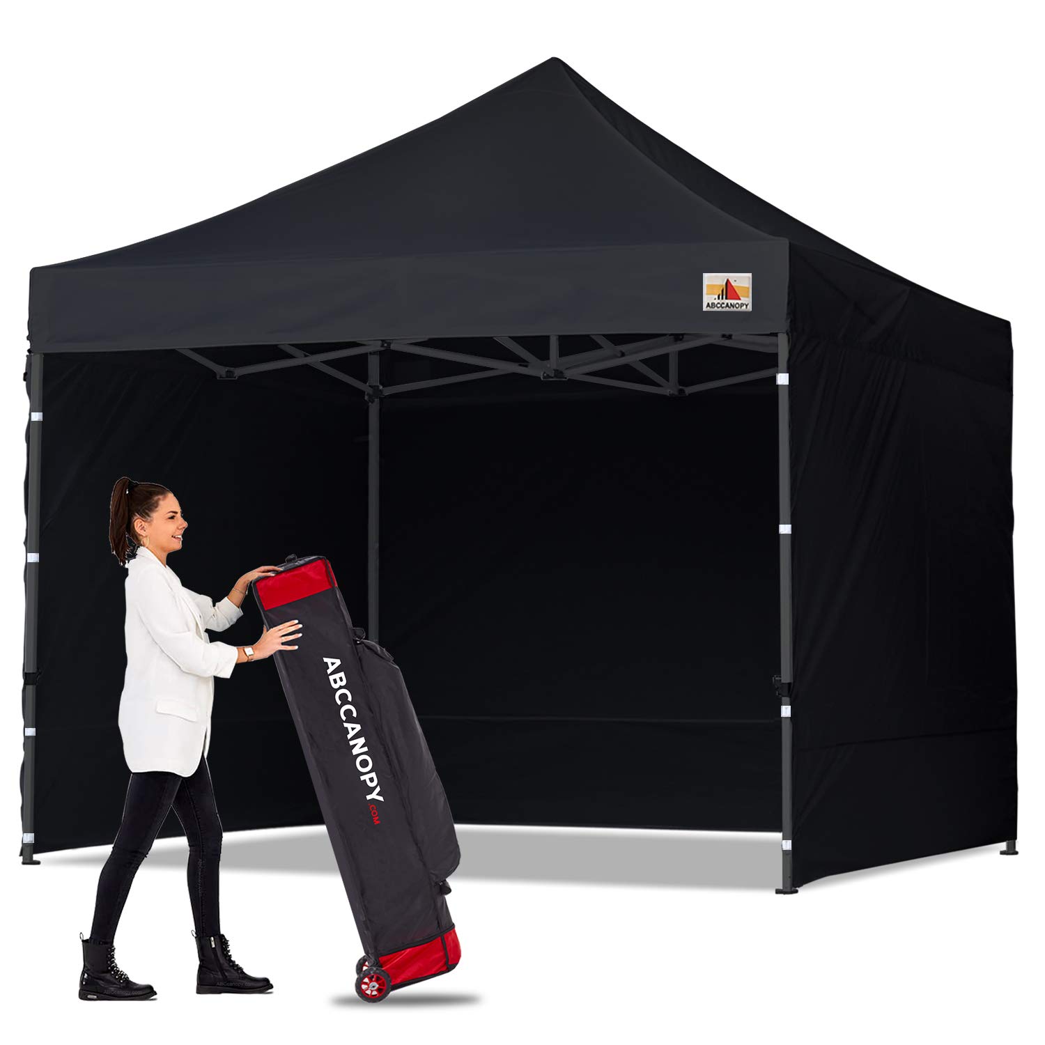 ABCCANOPY Heavy Duty Easy Pop up Canopy Tent with Sidewalls 10x10, Dull Black