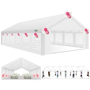 cobizi 20x40ft party tent heavy duty, wedding tent, event tents for parties, carpas para fiestas with 8 removable sidewalls, 20x40 tent with built-in sandbag, uv50+, big tent for party, carport, white