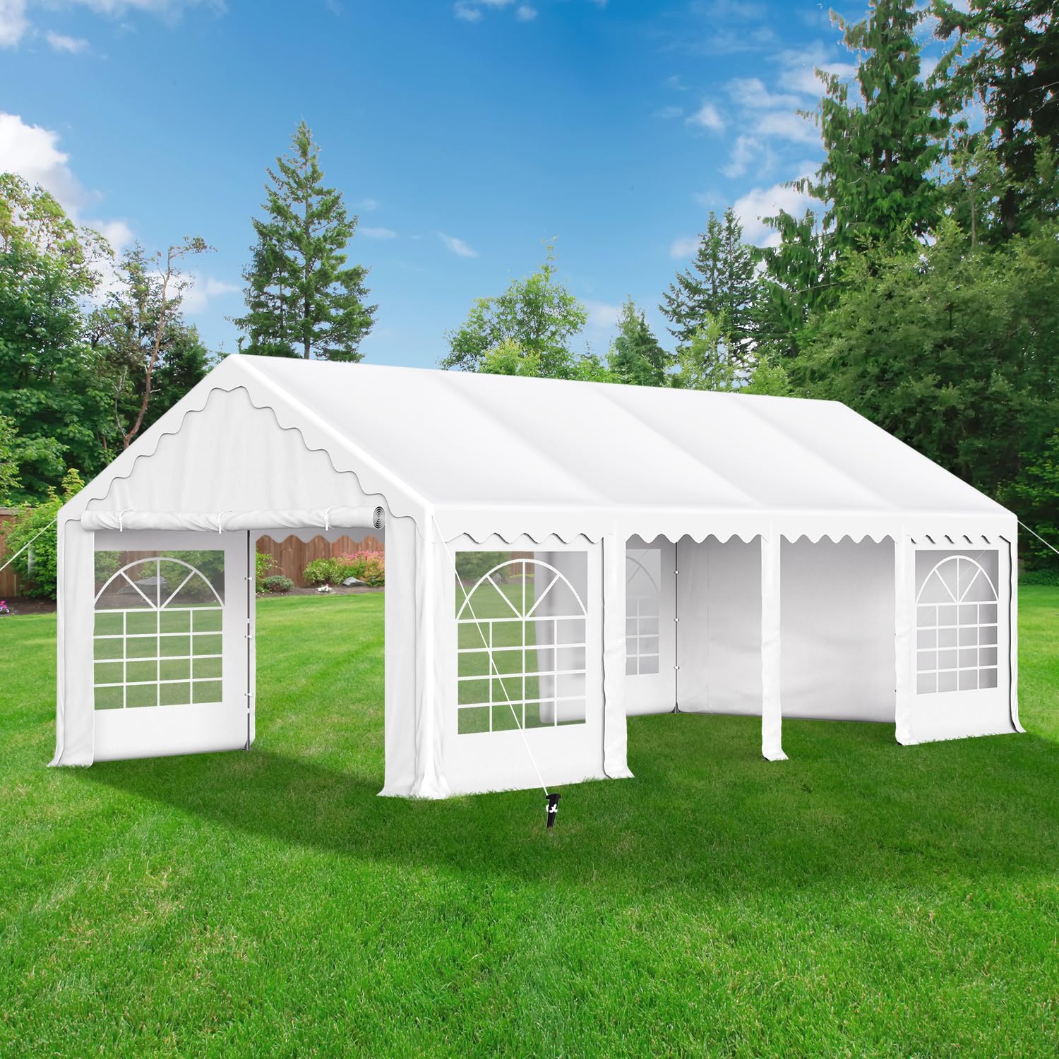 GREEN PARTY 13x26FT Party Tent Heavy Duty, Large Wedding Event Shelters with 3 Carry Bags & Removable Sidewalls, Outdoor Canopy Gazebo Commercial Tent for Carport Camping Garden Patio