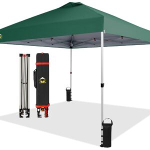 CROWN SHADES Canopy Tent, 10 x 10 Foot Portable Pop Up Outdoor Shelter with Easy 1 Push Center Lock, UV Protection, and Carry Bag, Forest Green