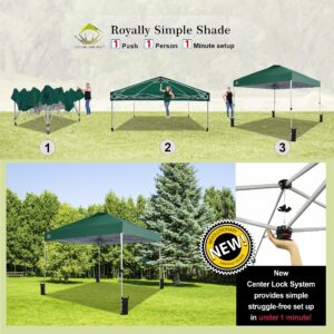 CROWN SHADES Canopy Tent, 10 x 10 Foot Portable Pop Up Outdoor Shelter with Easy 1 Push Center Lock, UV Protection, and Carry Bag, Forest Green