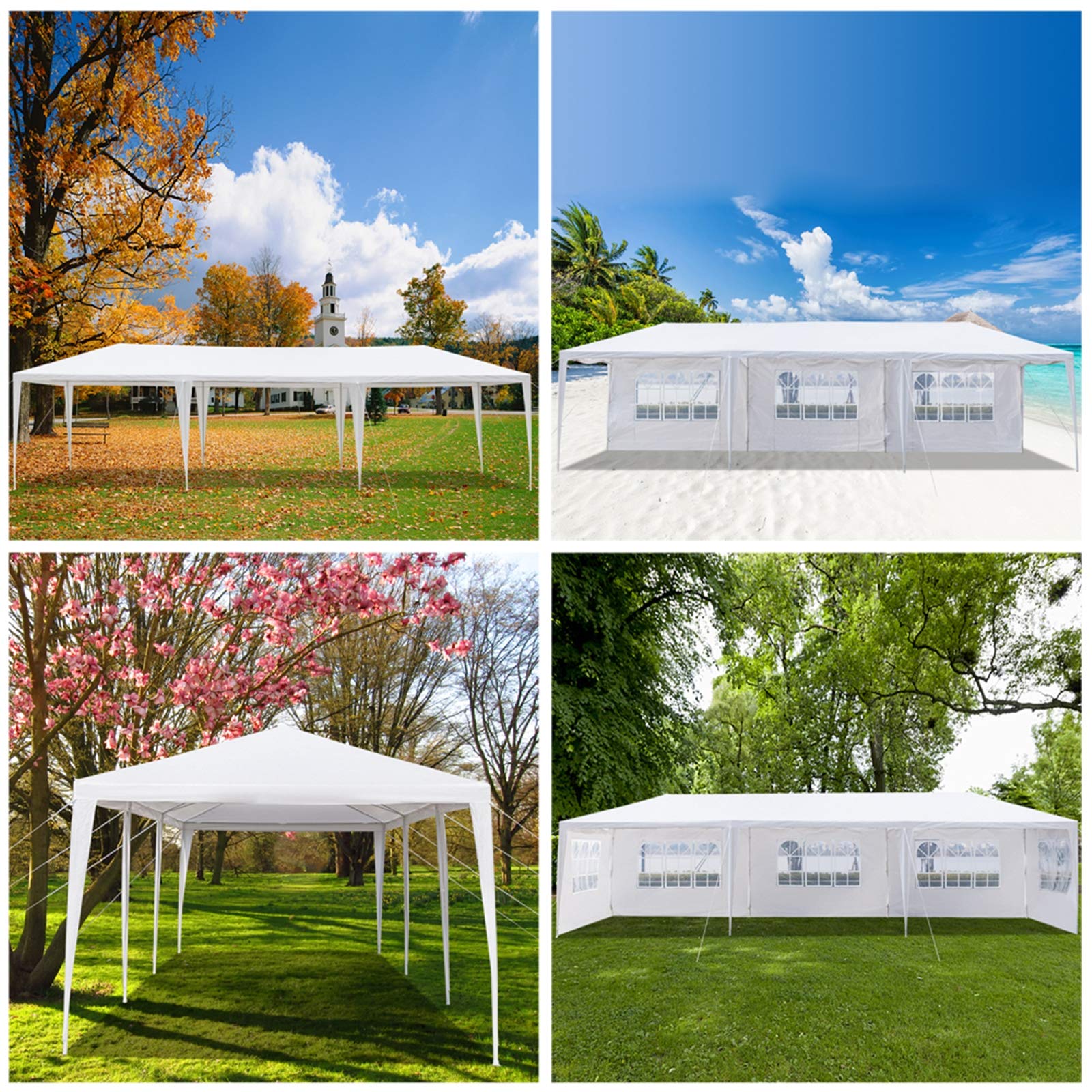 10' x 30' Outdoor Canopy Tent,Camping Gazebo Shelter Pavilion with 5 Removable Sidewalls,Spiral Tubes Cater Events with Transparent Windows for Party,Wedding,BBQ